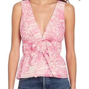 Amanda Uprichard Morello large ruched faux tie v neck top TS 3053